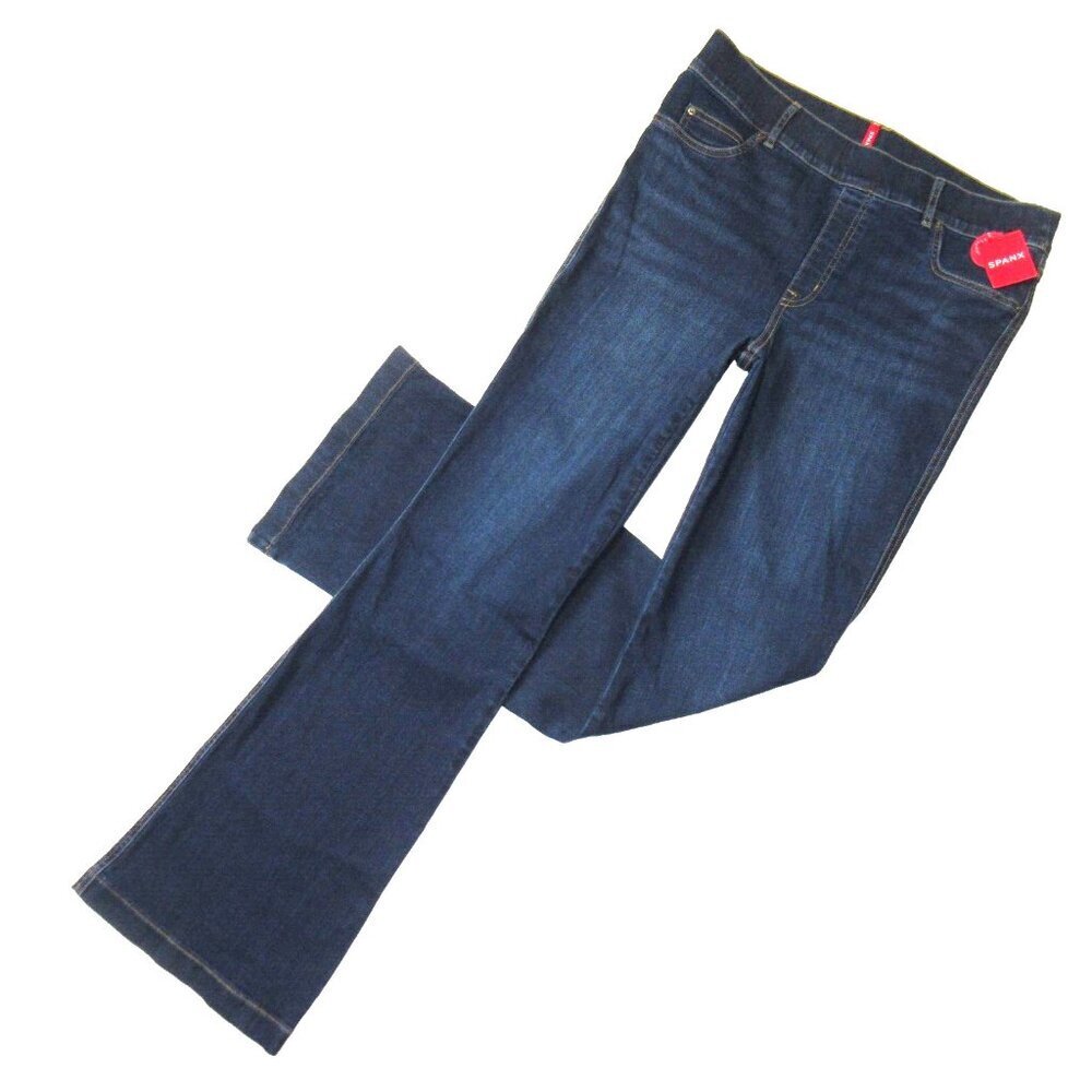 NWT SPANX 20327R Flare in Midnight Shade Pull-on Stretch Denim Jeans XS x 33 ½
